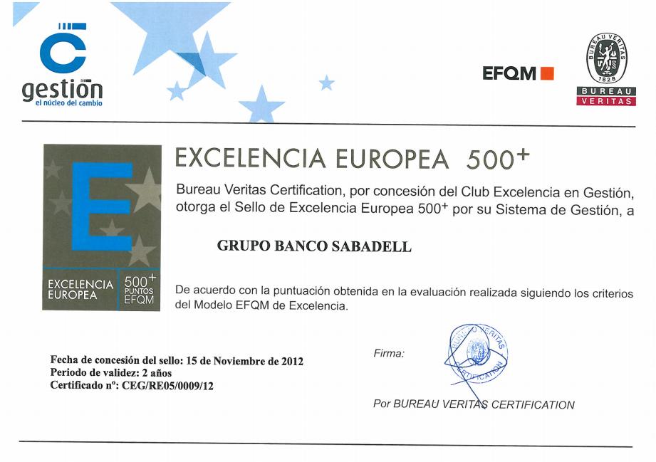 Sello de Oro a la Excelencia de la EFQM (+500)